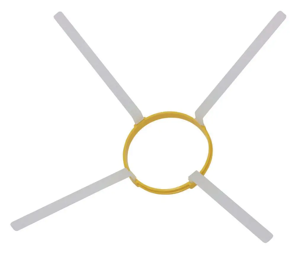 Gelbes Abstandshalter-System mit vier weißen Halterungen, das zur exakten Positionierung von Komponenten verwendet wird. Produkt von Vaillant.